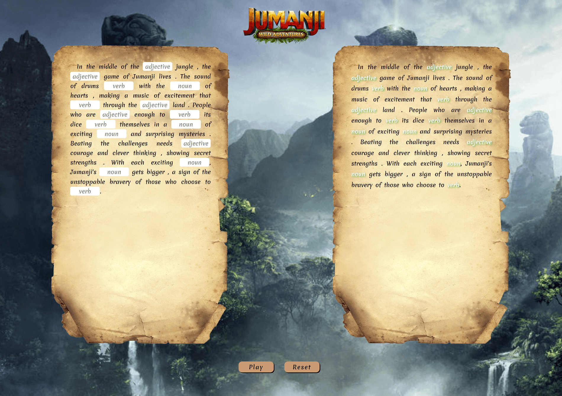 Jumanji Mad-libs
